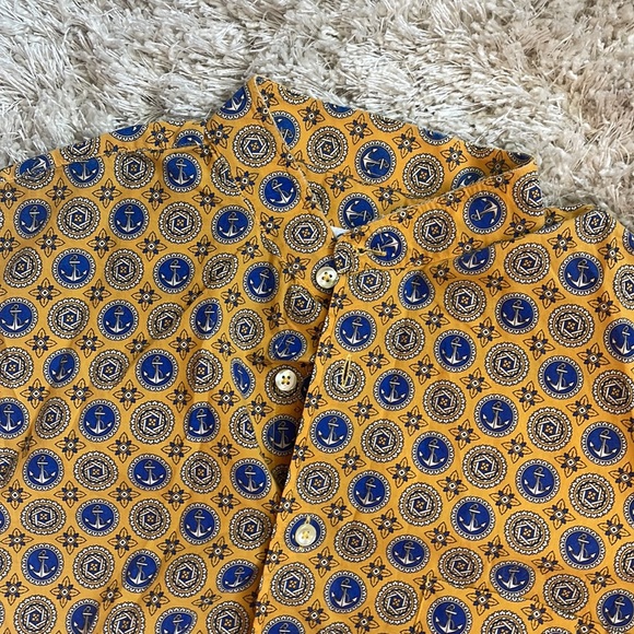 Italian vintage Mens dress shirt, anchor print, unique neckline - Picture 2 of 4